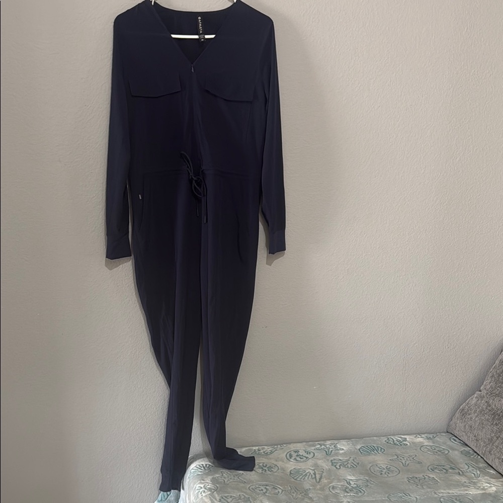Athleta Blue zuma lightweight travel quick dry Jumpsuit Relaxed Fit - Picture 3 of 16